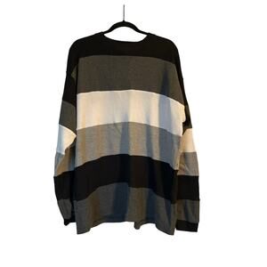 GUC Vintage 1981 212 NYC Men's Long Sleeve Sweater Stripe Black/Gray/White Sz XL